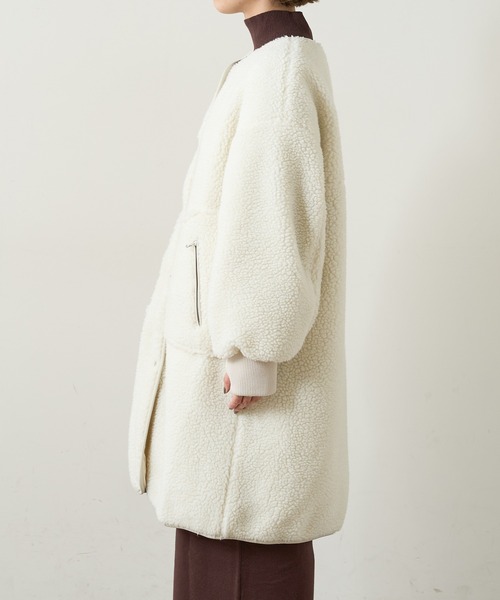 Omekashi（オメカシ）の「リバーシブルキルティングコート（ノーカラーコート・レディース・オフホワイト/ブラック・FREE）」の19枚目の写真