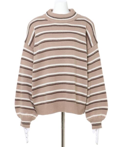 INGNI（イング）の「ボーダーニット（ニット/セーター・レディース・ベージュ/グレー/アイボリー・M）」の4枚目の写真