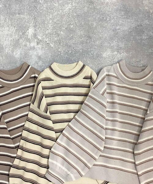 INGNI（イング）の「ボーダーニット（ニット/セーター・レディース・ベージュ/グレー/アイボリー・M）」の9枚目の写真