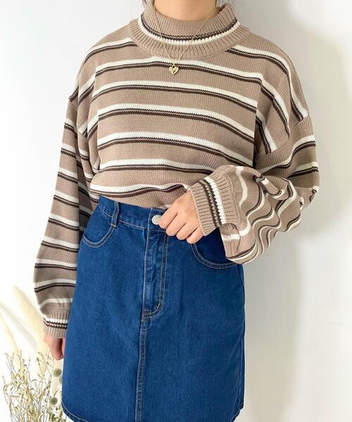 INGNI（イング）の「ボーダーニット（ニット/セーター・レディース・ベージュ/グレー/アイボリー・M）」の10枚目の写真