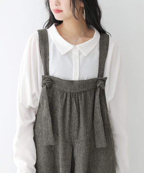 osharewalker（オシャレウォーカー）の「【廃盤】『ツイードコクーンサロペット』（サロペット/オーバーオール・レディース・グレー・FREE）」の2枚目の写真