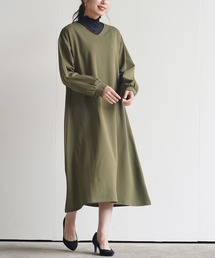 裏起毛カットジョーゼットフレアーワンピース