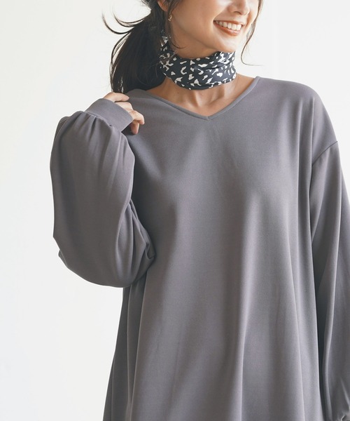 rps（アールピーエス）の「裏起毛カットジョーゼットフレアーワンピース（ワンピース・レディース・ブラック/グレー/カーキ・M）」の4枚目の写真