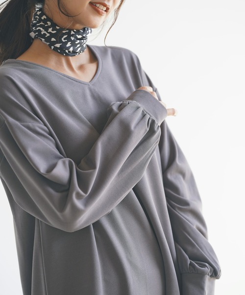 rps（アールピーエス）の「裏起毛カットジョーゼットフレアーワンピース（ワンピース・レディース・ブラック/グレー/カーキ・M）」の11枚目の写真