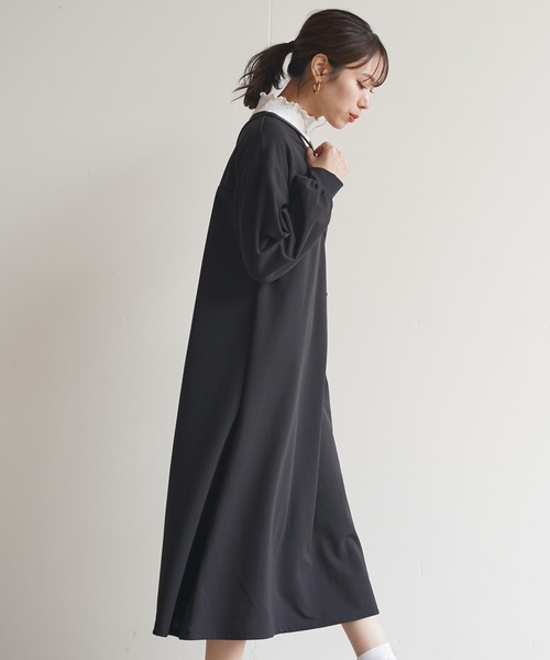 rps（アールピーエス）の「裏起毛カットジョーゼットフレアーワンピース（ワンピース・レディース・ブラック/グレー/カーキ・M）」の15枚目の写真