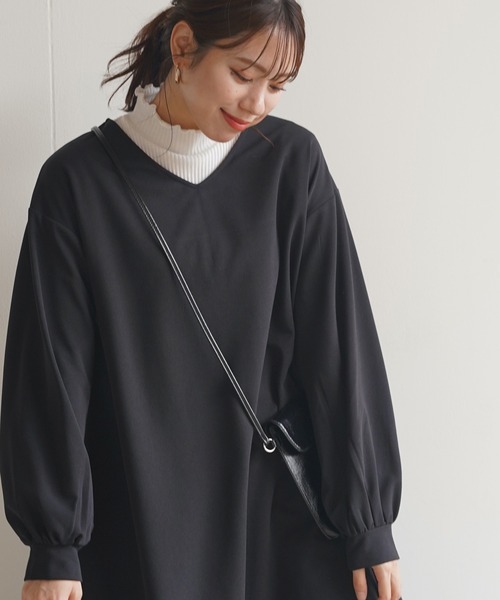 rps（アールピーエス）の「裏起毛カットジョーゼットフレアーワンピース（ワンピース・レディース・ブラック/グレー/カーキ・M）」の12枚目の写真