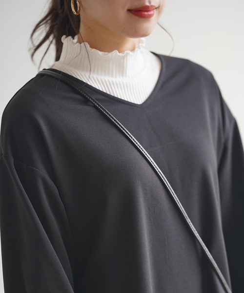 rps（アールピーエス）の「裏起毛カットジョーゼットフレアーワンピース（ワンピース・レディース・ブラック/グレー/カーキ・M）」の19枚目の写真