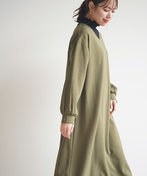 rps（アールピーエス）の「裏起毛カットジョーゼットフレアーワンピース（ワンピース・レディース・ブラック/グレー/カーキ・M）」の20枚目の写真