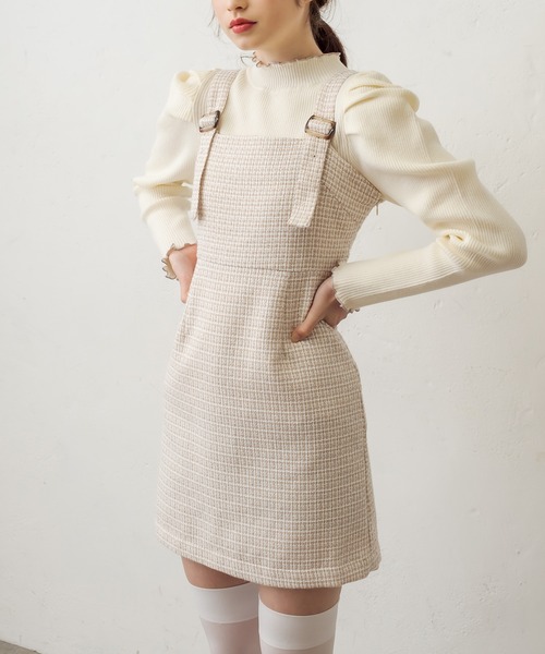 OLIVE des OLIVE（オリーブデオリーブ）の「ツイードミニジャンスカ（ワンピース・レディース・ブラック/ベージュ/スミクロ・FREE）」の13枚目の写真