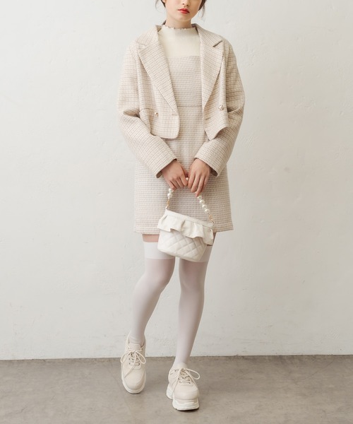 OLIVE des OLIVE（オリーブデオリーブ）の「ツイードミニジャンスカ（ワンピース・レディース・ブラック/ベージュ/スミクロ・FREE）」の16枚目の写真