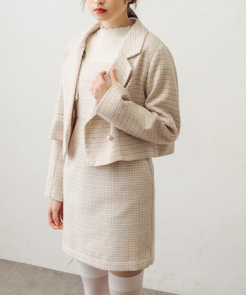 OLIVE des OLIVE（オリーブデオリーブ）の「ツイードミニジャンスカ（ワンピース・レディース・ブラック/ベージュ/スミクロ・FREE）」の17枚目の写真