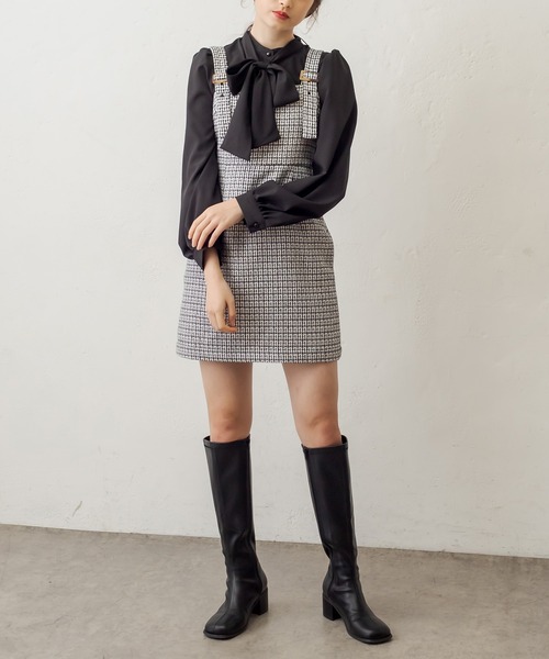 OLIVE des OLIVE（オリーブデオリーブ）の「ツイードミニジャンスカ（ワンピース・レディース・ブラック/ベージュ/スミクロ・FREE）」の18枚目の写真