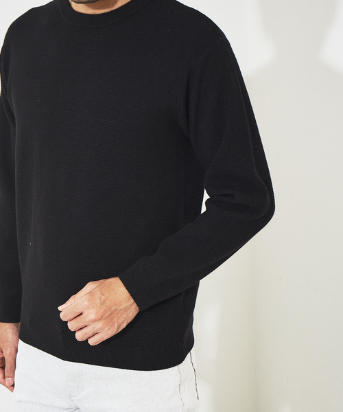 ABAHOUSE GRAY(アバハウスグレイ)の「【裏配色】カノコ プルオーバー クルーネック ニット(ニット/セーター・メンズ・ブラック/ピンクベージュ/グレイッシュブルー/ホワイト・46/48)」の9枚目の写真