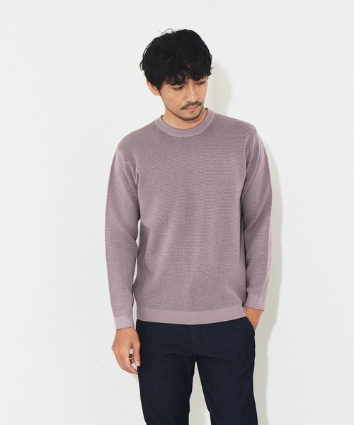 ABAHOUSE GRAY(アバハウスグレイ)の「【裏配色】カノコ プルオーバー クルーネック ニット(ニット/セーター・メンズ・ブラック/ピンクベージュ/グレイッシュブルー/ホワイト・46/48)」の4枚目の写真