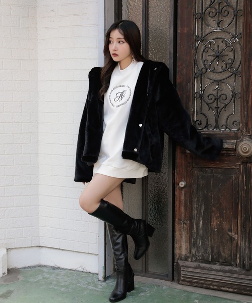 ANDGEEBEE（アンジービー）の「【UNISEX】サークルロゴ裏起毛スウェット（スウェット・レディース・ブラック/ホワイト・MEDIUM）」の16枚目の写真