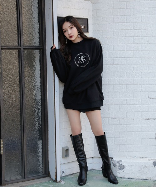 ANDGEEBEE（アンジービー）の「【UNISEX】サークルロゴ裏起毛スウェット（スウェット・レディース・ブラック/ホワイト・MEDIUM）」の10枚目の写真