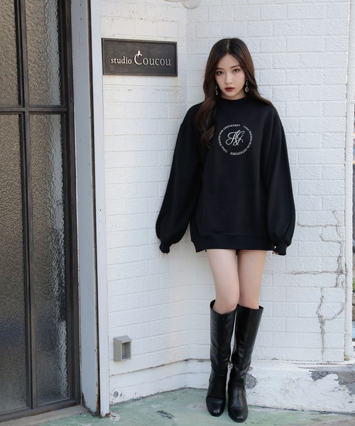 ANDGEEBEE（アンジービー）の「【UNISEX】サークルロゴ裏起毛スウェット（スウェット・レディース・ブラック/ホワイト・MEDIUM）」の9枚目の写真