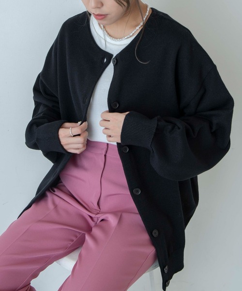 WEGO（ウィゴー）の「WEGO/【WEB限定】2WAYボリュームスリーブカラーカーディガン（カーディガン/ボレロ・レディース・ホワイト/ブラック/サックスブルー/ピンク/グリーン/ダークオレンジ・FREE）」の8枚目の写真