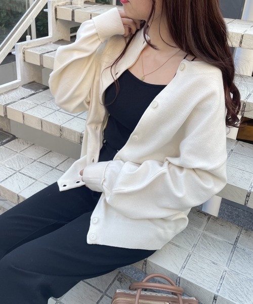 WEGO（ウィゴー）の「WEGO/【WEB限定】2WAYボリュームスリーブカラーカーディガン（カーディガン/ボレロ・レディース・ホワイト/ブラック/サックスブルー/ピンク/グリーン/ダークオレンジ・FREE）」の9枚目の写真