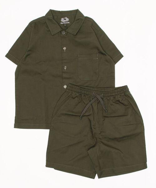 FRUIT OF THE LOOM（フルーツオブザルーム）の「Kids開襟シャツセットアップ（セットアップ・キッズ・カーキ/マスタード/ブラック・S/M/L）」の2枚目の写真