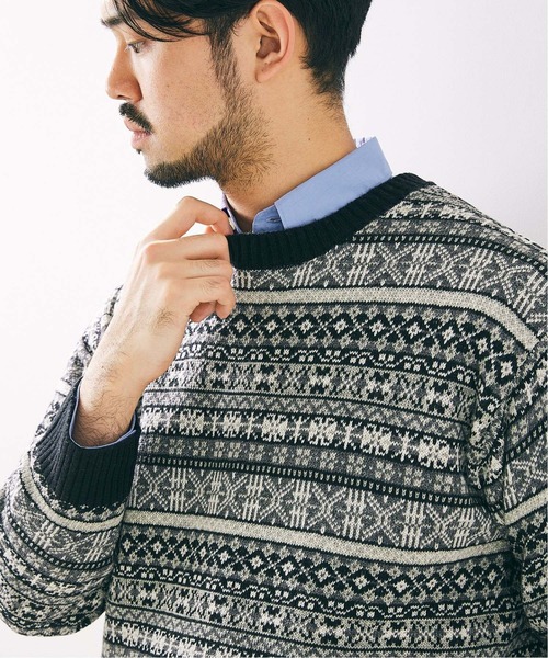 417 EDIFICE（フォーワンセブンエディフィス）の「WOOLLEN ノルディックセーター（ニット/セーター・メンズ・ホワイト/ブラック・SMALL/MEDIUM/LARGE）」の9枚目の写真