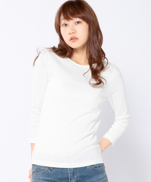 Another Edition（アナザーエディション）の「フライスボートネックカットソー/AEBC フライス B/N◆（Tシャツ/カットソー・レディース・オフホワイト/ブラック/グレー/コバルトブルー/ネイビー・フリー）」の2枚目の写真