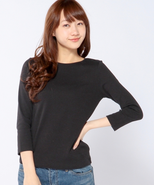 Another Edition（アナザーエディション）の「フライスボートネックカットソー/AEBC フライス B/N◆（Tシャツ/カットソー・レディース・オフホワイト/ブラック/グレー/コバルトブルー/ネイビー・フリー）」の3枚目の写真