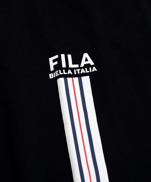 FILA(フィラ)の「【FILA/フィラ】WEB限定 別注 ワンポイントロゴ ラインプリント 綿100% ビックシルエット ドロップショルダー ロンT 長袖Tシャツ(Tシャツ/カットソー・メンズ・ホワイト/チャコールグレー/ブラック・LL/M/L)」の8枚目の写真