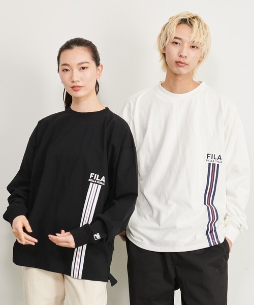FILA(フィラ)の「【FILA/フィラ】WEB限定 別注 ワンポイントロゴ ラインプリント 綿100% ビックシルエット ドロップショルダー ロンT 長袖Tシャツ(Tシャツ/カットソー・メンズ・ホワイト/チャコールグレー/ブラック・LL/M/L)」の17枚目の写真