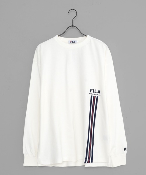 FILA(フィラ)の「【FILA/フィラ】WEB限定 別注 ワンポイントロゴ ラインプリント 綿100% ビックシルエット ドロップショルダー ロンT 長袖Tシャツ(Tシャツ/カットソー・メンズ・ホワイト/チャコールグレー/ブラック・LL/M/L)」の13枚目の写真