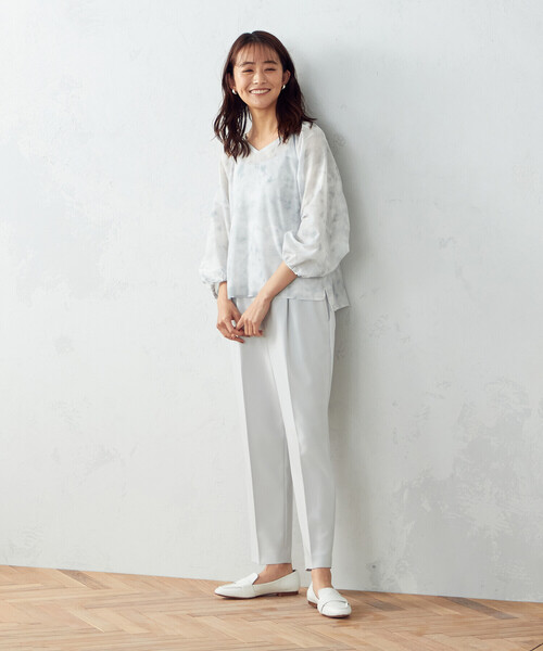 COMME CA ISM（コムサイズム）の「タイダイ風プリント シアー ブラウス（シャツ/ブラウス・レディース・ライトグレー系/ベージュ系/サックスブルー系・SMALL/MEDIUM/LARGE）」の17枚目の写真