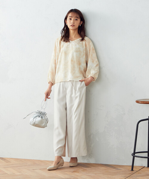 COMME CA ISM（コムサイズム）の「タイダイ風プリント シアー ブラウス（シャツ/ブラウス・レディース・ライトグレー系/ベージュ系/サックスブルー系・SMALL/MEDIUM/LARGE）」の19枚目の写真