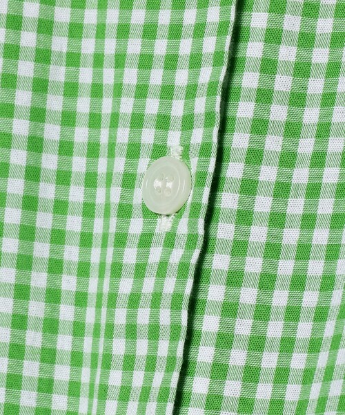 SETTO（セット）の「SETTO / GINGHAM OKKAKE SHIRT ギンガムチェック オッカケシャツ（シャツ/ブラウス・レディース・グリーン/サックスブルー・1/2）」の4枚目の写真