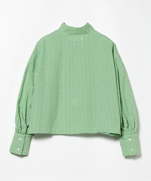 SETTO（セット）の「SETTO / GINGHAM OKKAKE SHIRT ギンガムチェック オッカケシャツ（シャツ/ブラウス・レディース・グリーン/サックスブルー・1/2）」の5枚目の写真
