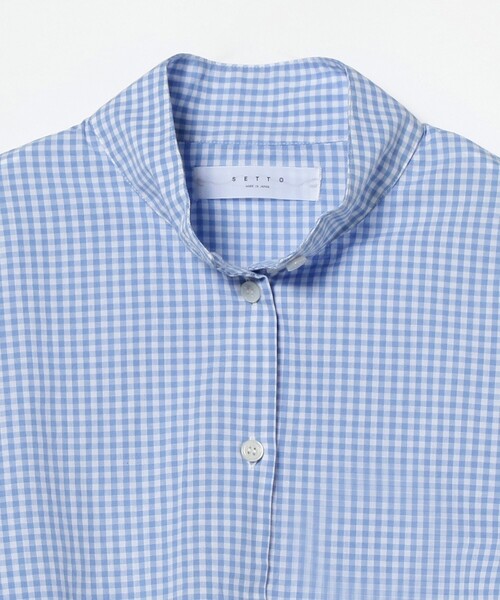 SETTO（セット）の「SETTO / GINGHAM OKKAKE SHIRT ギンガムチェック オッカケシャツ（シャツ/ブラウス・レディース・グリーン/サックスブルー・1/2）」の7枚目の写真