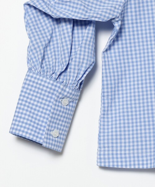 SETTO（セット）の「SETTO / GINGHAM OKKAKE SHIRT ギンガムチェック オッカケシャツ（シャツ/ブラウス・レディース・グリーン/サックスブルー・1/2）」の9枚目の写真