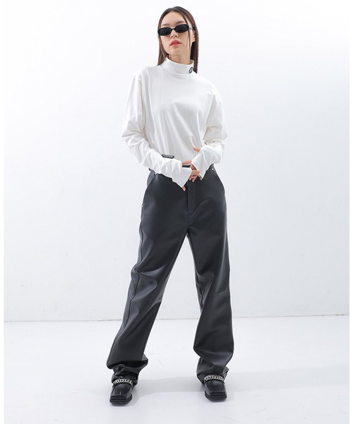 BASIC COTTON（ベーシックコットン）の「『BASIC COTTON/ベーシックコットン』アームウォーマーポーラ ロングスリーブカットソー（Tシャツ/カットソー・レディース・ホワイト/ブラック/A・FREE）」の6枚目の写真