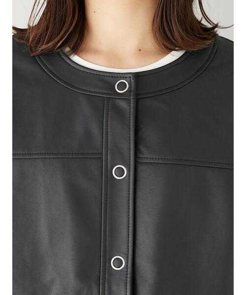 ELENCARE DUE（エレンカーレデュエ）の「・ELENCARE DUE 合皮ノーカラーブルゾン＊（ブルゾン・レディース・グレイッシュベージュ/ブラック・FREE）」の9枚目の写真