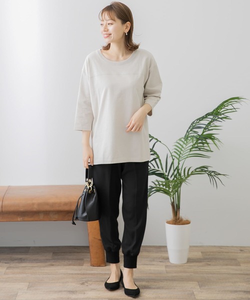 URBAN RESEARCH Sonny Label（アーバンリサーチサニーレーベル）の「コーデュラフットボールロンTシャツ（Tシャツ/カットソー・レディース・チャコールグレー/オフホワイト/ライトベージュ・FREE）」の15枚目の写真