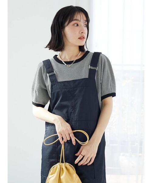 Green　Parks（グリーンパークス）の「裾ドロストサロペット（サロペット/オーバーオール・レディース・カーキ/ダークネイビー・FREE）」の6枚目の写真