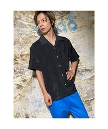 おしゃれスタ | ゆったりシルエットポリエステル無地オープンカラー半袖シャツ(IR)(シャツ/ブラウス)