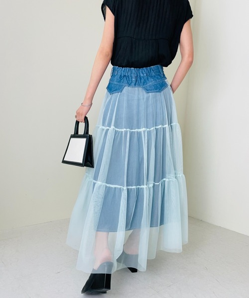 DOLLUPOOPS（ドールアップウップス）の「チュール×デニムマキシSK　[600427]（デニムスカート・レディース・ブルー/ダークネイビー・38）」の11枚目の写真