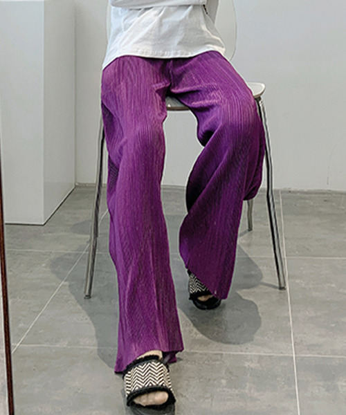 c.u.l（シーユーエル）の「【c.u.l:w】サテンカラーリブパンツ culw209（その他パンツ・レディース・パープル/ピンク/ブルー/ブラック・L/S/M）」の4枚目の写真