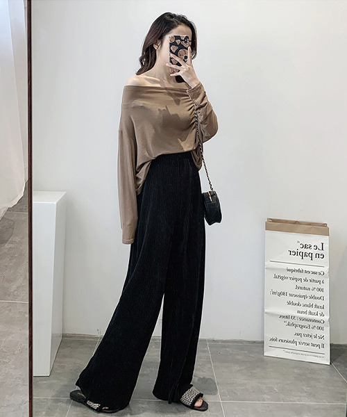 c.u.l（シーユーエル）の「【c.u.l:w】サテンカラーリブパンツ culw209（その他パンツ・レディース・パープル/ピンク/ブルー/ブラック・L/S/M）」の6枚目の写真