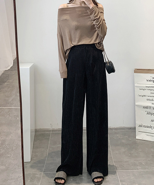 c.u.l（シーユーエル）の「【c.u.l:w】サテンカラーリブパンツ culw209（その他パンツ・レディース・パープル/ピンク/ブルー/ブラック・L/S/M）」の8枚目の写真