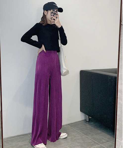 c.u.l（シーユーエル）の「【c.u.l:w】サテンカラーリブパンツ culw209（その他パンツ・レディース・パープル/ピンク/ブルー/ブラック・L/S/M）」の15枚目の写真