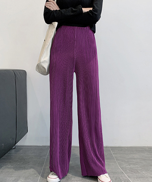 c.u.l（シーユーエル）の「【c.u.l:w】サテンカラーリブパンツ culw209（その他パンツ・レディース・パープル/ピンク/ブルー/ブラック・L/S/M）」の17枚目の写真