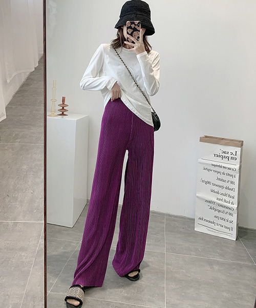 c.u.l（シーユーエル）の「【c.u.l:w】サテンカラーリブパンツ culw209（その他パンツ・レディース・パープル/ピンク/ブルー/ブラック・L/S/M）」の18枚目の写真