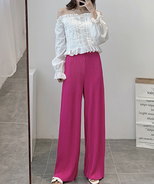 c.u.l（シーユーエル）の「【c.u.l:w】サテンカラーリブパンツ culw209（その他パンツ・レディース・パープル/ピンク/ブルー/ブラック・L/S/M）」の20枚目の写真