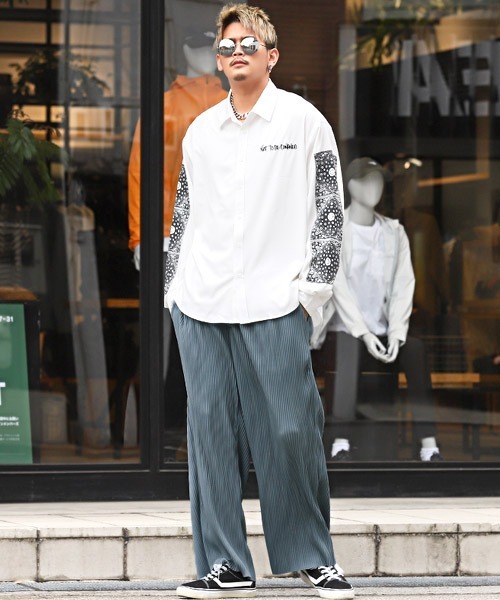 LUXSTYLE(ラグスタイル)の「クレーププリーツワイドイージーパンツ(その他パンツ・メンズ・ブラック/グレー/ブルーグレー・M/L)」の8枚目の写真